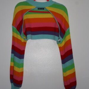 Colorful Striped Cropped Sweater